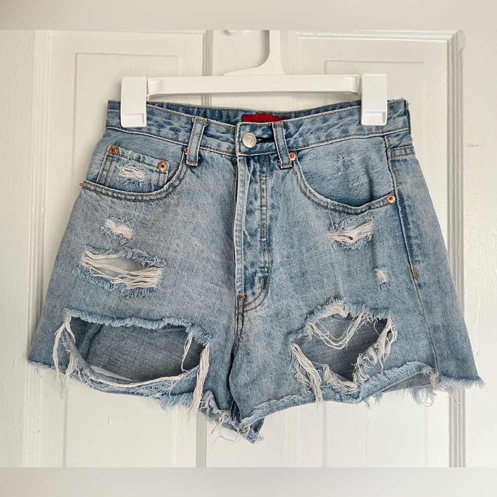 Signature8 Blue Distressed Jean Shorts